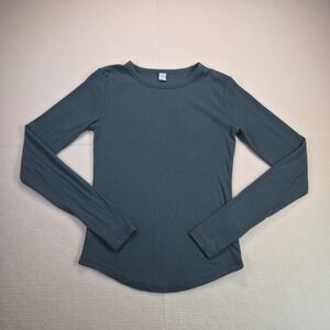 Ultralite Womens Dark Green/Blue Ribbed Long Sleeve Top - Size XS
